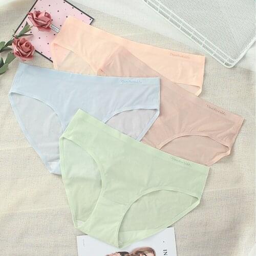 3/5PCS Seamless Perspective Hellow Ice Muscle Mesh Panties Ultra-Thin Underwear Breathable Antibacterial Briefs Lingerie Women