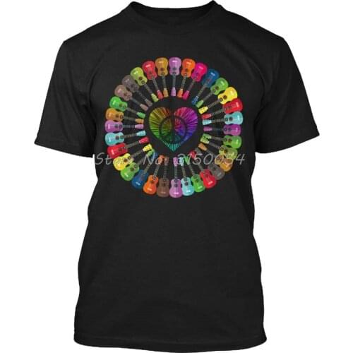 Ukulele Peace Avi Fashionable Tshirt Summer Casual T-Shirt Hipster Fractal Pattern Tees Men Printed T Shirt Hip Hop Harajuku