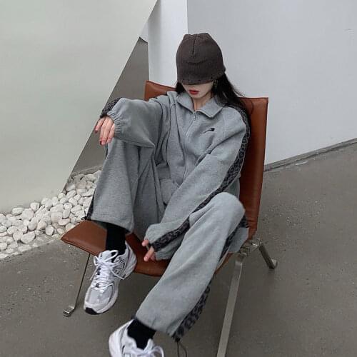 Women Sets Leopard Splice Fashion Leisure Korean Style All-match Harajuku Streetwear Loose Outfits Elastic Waist Drawstring Cool