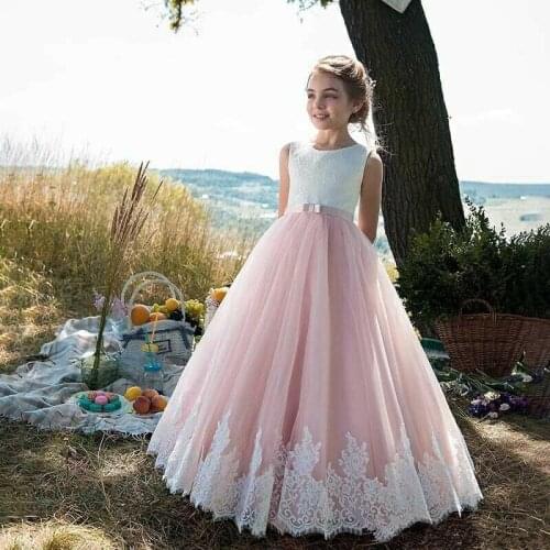 Hot Sale Pink Flower Girl Dresses Primera Comunion First Communion Dresses For Girls Beautiful Pageant Dresses For Girls Vestido