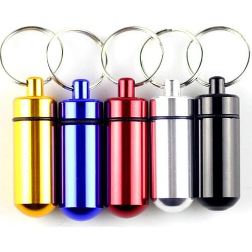 3PCS Mini luminum Alloy Waterproof Seal Pill Medicine Bottle Portable Keychain Tools Pendants Outdoor Camping Equipment