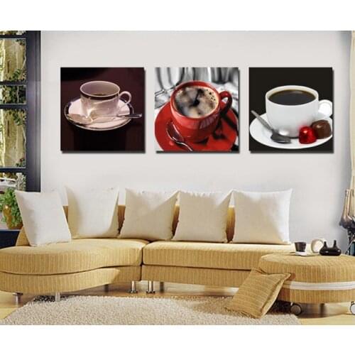 3 Panel Abstract Printed Stil Life Hot Coffee Painting Canvas Art Picture Cuadros Decoracion Kitchen Paintings Unframed