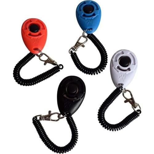 4Pcs/Pack Dog Training Clicker Pet Trainer Adjustable Sound Key Chain And Wrist Strap Doggy Train Click Dog Cat Pet Trainings