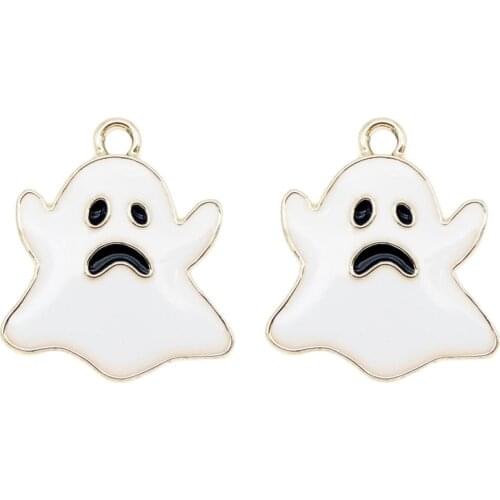 6pcs Enamel Alloy Charms Ghost Halloween Pendant Trendy Jewelry Necklace DIY Women earrings Metal Bracelet Gift HandmadeKeychain