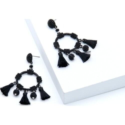 European American exaggerated big-brand earrings bohemian handmade woven women drop earrings, 3pairs per lot can mix color