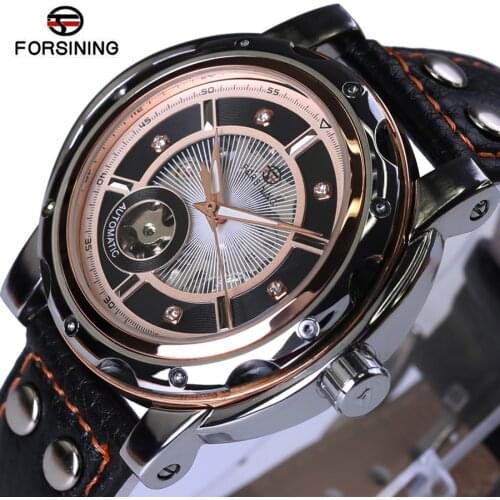 Classic Luxury Forsining Royal Gold Big Case Black Automatic Mechanical Skeleton Self Wind Men Mechanical Watch 2018 Relogio