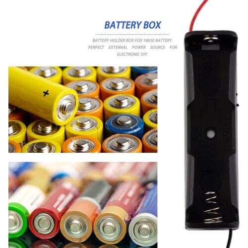 Black 18650 Battery Holder 3.7V Black Battery Box Portable Battery Box Rack Storage Box with Wire for Rechargeable Battery