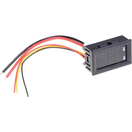 Mini Digital Voltmeter Ammeter DC 100V 10A Panel Amp Volt Current Meter Tester 0.28" 3 Digits Blue Red Dual LED Display 1pcs