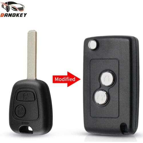 Dandkey Modified 2 Buttons Flip Key Remote Car Key Case Shell For Citroen C1 C2 C3 C4 C5 Xsara Picasso For Peugeot 307 107 207
