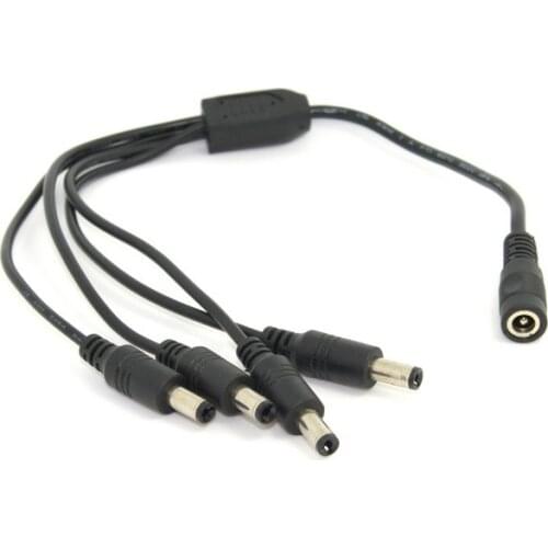 DC 5.5 2.1 mm Jack Power Female Barrel 1 IN to 4 Out Male Plugs Barrel Connector Splitter Cable for LED Light Controller