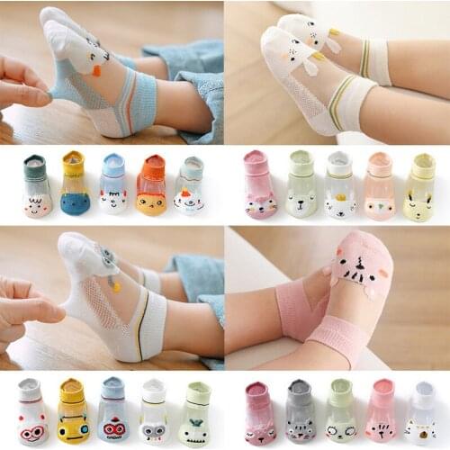 5 Pair=10PCS/lot Dot Kids Socks Summer Thin Comfortable Breathable Cotton Fashion Baby Socks Toddler Girls for 0~3 Year 2020 New