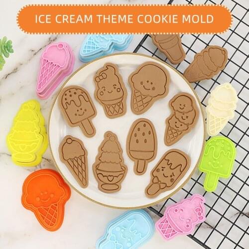 Ice Cream Cartoon Biscuit Mold Popsicle Cone Household 3D Three-dimensional Pressing Cookie Cutter Baking Tool Kitchen DIY Tools