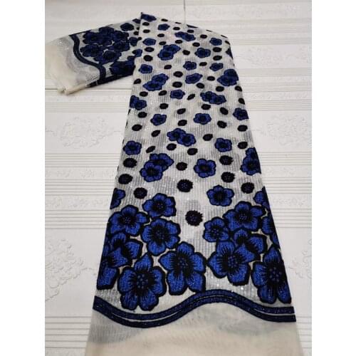 Sequins French Tulle Laces African Mesh Lace Fabric With Sequins Embroidery Flowers 5Yards Milk Silk Lace For Wedding Dress