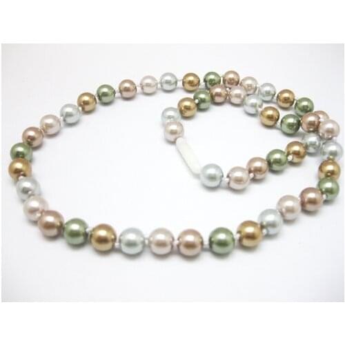 Wholesale new fashion shell simulated pearl multicolor 8mm round beads necklace for women party gifts jewelry 18inch F323PE