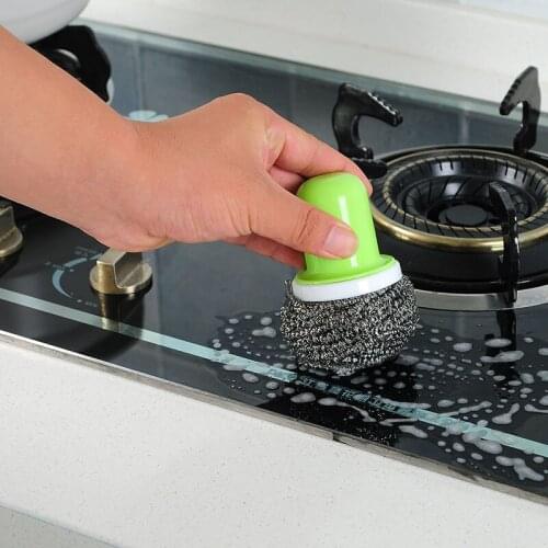 Pot Pan Dish Bowl Brush Scrubber Hydraulic Cleaning Brush Stainless Steel Wire Scrubber Practical Kitchen Washing Tool