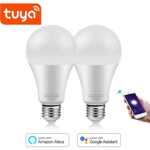 2PCS a Pack Light Bulb Dimmer Led Lamp Tuya Smart Life Wifi Mini Alexa Google Home Works With Echo 15W AC 85-265V
