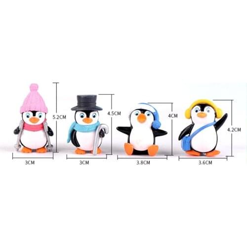 4pcs/set DIY Mini Winter Penguin Toy Miniature Figurine for Children Gift Birthday Decoration