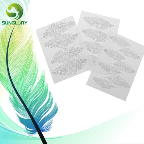 3PCS Feathers Texture Sheet Set Plastic Texture Mat Buttercream Fondant Embossing Cake Mold Cake Decoration Imprint Baking Mat