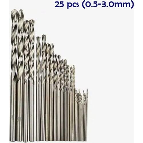 25pcs/ set) 0.5-3.0mm Straight Shank Twist Drill Bits set mini HSS Drill Bit Drilling Tool for Wood PCB Plastic Handcraft Work