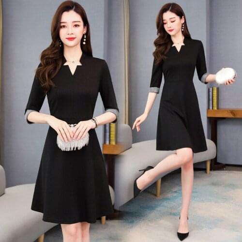 Bodycon Plus Size Vintage Midi Dresses 2021 Black Hepburn Elegant Sexy Club Dress Autumn Women Casual Party 3/4 Sleeve Vestidos
