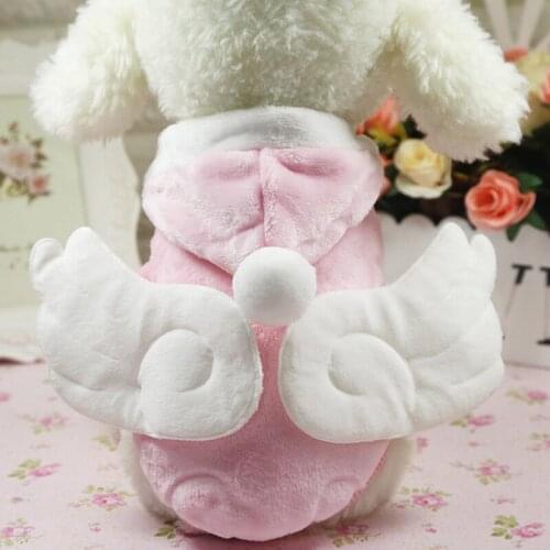 Angel Style Pink Blue Color Dog Clothes For Autumn Winter Newest Design Pet Clothing Super Warm And Soft Hoodies For Small Dogs