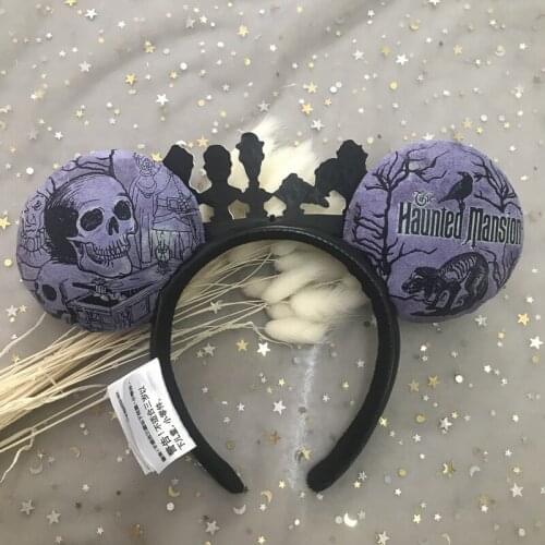 Disney Mickey Minnie Parks The Haunted Mansion Graveyard Halloween Minnie Ears Headband Rare