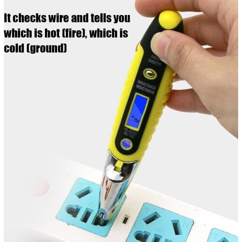 AC DC Electric Test Pen with Night Sights Voltage Detector Tester Tool 12-220V LCD Digital Electrical Multiple Sensor