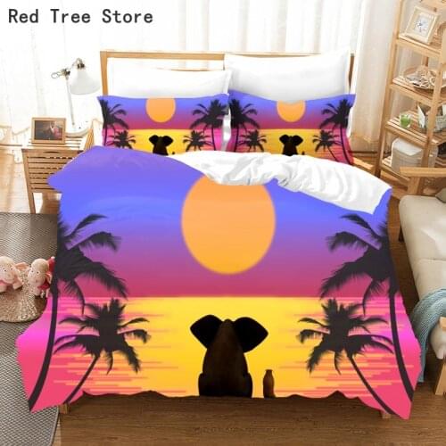 Cute Elephant Twilight Bedding Set Pillowcase Duvet Cover Single Double Queen King Large Size Bedclothes Quilt Covers NO Sheet