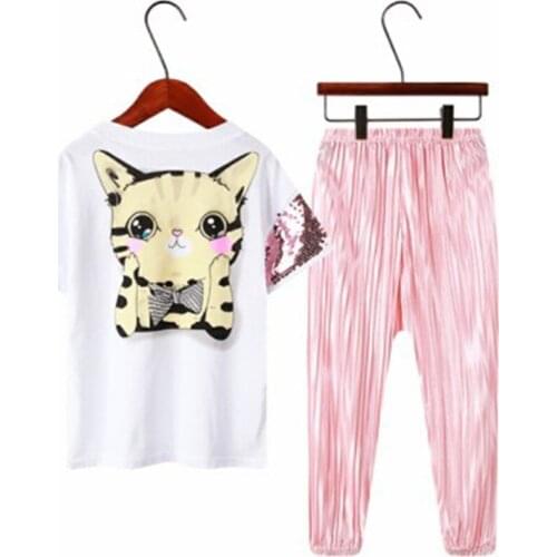 Sport Summer Spring Autumn Girls Suit Cotton T Shirt+ Pants 2Pcs Teenage Childrens School Clothing Kids Party Kids Clothes