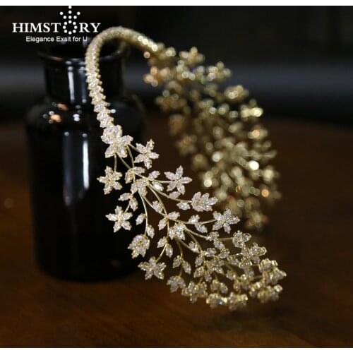 HIMSTORY Shiny Jewelry Tiaras and Crowns Female Headband Bridal Hair Accessories For Party Wedding Soft Chain Headpiece