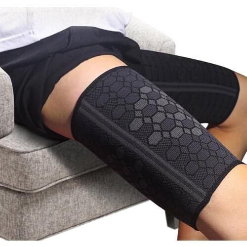 High-elastic knitted nylon sports thigh protector Tensile elastic thigh sleeve riding muscle strain protector for outdoor sports