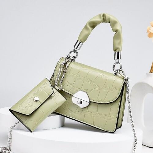 Lady Fashion Small Casual Tote Hand Bags 2021 New Pu Leather Solid Two Piece Shoulder Crossbody Bag Sets Female Girls