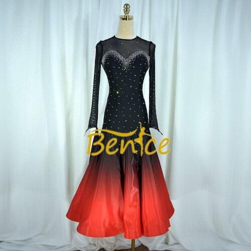 Standard Ballroom Dress Women New Of 2019 Custom Made High-necked Long Sleeved Waltz Ballroom Dance Competition Dresses