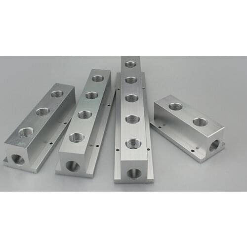 1/4" BSP Female 2 3 4 5 6 7 8 9 10 Ways 4-12 Ports Solid Aluminum T-Shape Air Manifold Block Splitter