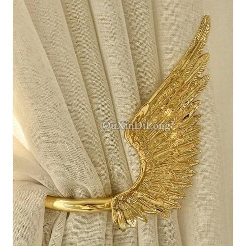 1Pair European Style Artistic Drapery Holdback Wing Brass Curtain Hooks Vintage Metal Wall Hook Curtains Accessoires GF290