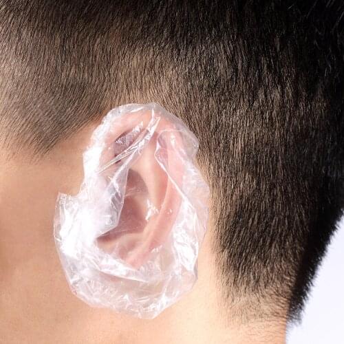 100 Pcs Disposable Ear Cover Salon Waterproof Clear Ear Cover Protection Hair Dye Protect Cap Hairdressing Ear Protector Tool