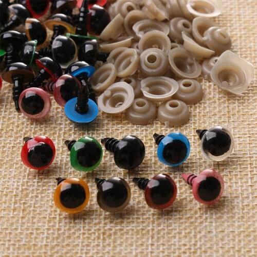20pcs/pairs 8/10/12mm 7 Colors round Plastic Dolls safety Eyes Bear Animal glitter Eyes Accessories doll Toys Parts with Washer