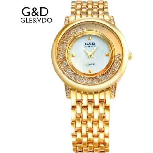 2017 G&D GLE&VDO Womens Watches Golden Ladies Bracelet Watch Fashion Casual Quartz Wristwatches relogio feminino Creative Gifts