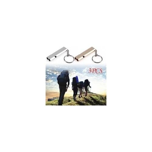3PCS Mini Portable 150db Double Pipe High Decibel Outdoor Camping Hiking Survival Whistle Double Frequency Whistle Keychain