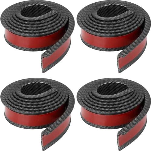 4PCS 1.5Mx 3.8CM Universal Rubber Car Mudguard Trim Wheel Arch Protection Moldings Carbon Look Anti-Collision Wheel Sticker