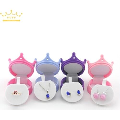50pcs/lot Ring Display Crown Box Ear Stud Necklace Jewelry Case Container Wedding Velvet Ring Gift Case Earrings Storage