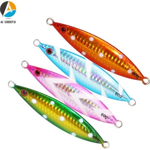 AI-SHOUYU Fishing Lure Metal Slow Jig Matel Casting Spoon 60g/100g Artificial Bait Off Shore Lead Cast Jigging Fishing Tackle