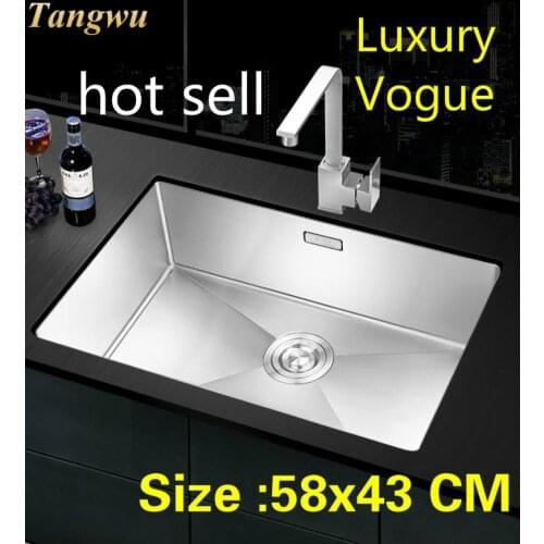 Free shipping Apartment vogue kitchen manual sink single trough do the dishes 304 stainless steel hot sell 580x430 MM