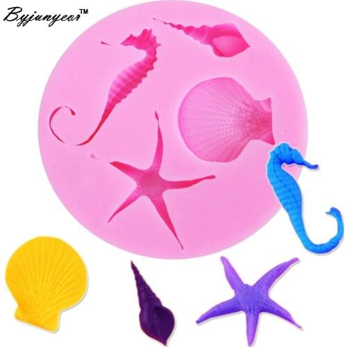 Byjunyeor F1240 Epoxy UV Resin Dolphin Starfish Animal Mold Cake Decoration Craft, Sugarcraft, Jewelry, Resin, DIY,7.7*7.7*1cm