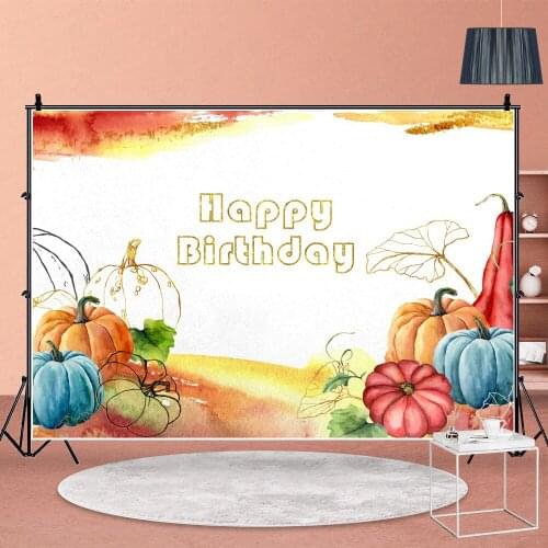 Pumpkin Theme Painted Kids Birthday Backdrop Halloween Party Photography Background Baby Shower Decor Studio Banner Custom