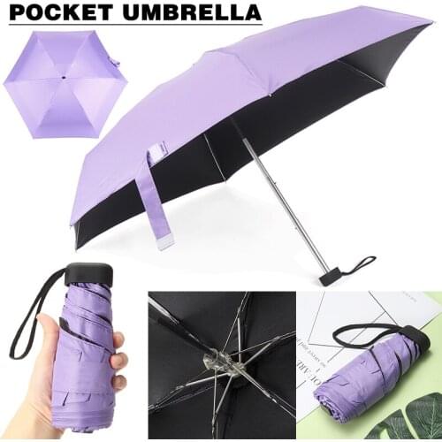 Pocket Sun Umbrella Mini 5 Folding Umbrella Sun Rainy Umbrella 48cm Black Gum Anti-UV Agent For Student Lady Rain Windproof Mini