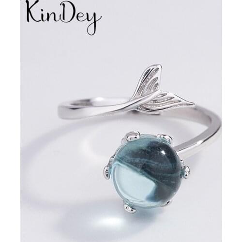 Personality Punk Vintage Blue Mermaid Tail Fish Rings For Women Men Resizable Size Rings Fashion Trendy Boho Jewelry 2021