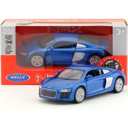 Welly DieCast Metal Model/1:36 Scale/Audi R8 V10 Toy Car/Pull Back Educational Collection/for childrens gift or for collection