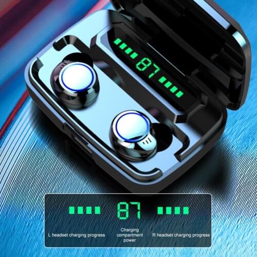 M12 Bluetooth 5.0 Wireless Rechargeable Smart-Touch Sports Earphones with Mic Sports Earphones LED Power Display Sports Earbuds