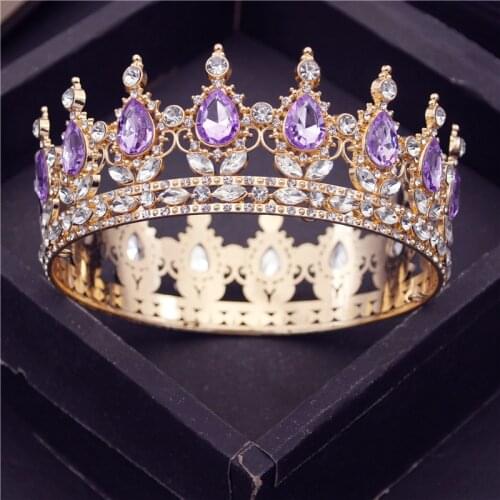 Metal Crown Bridal Diadem Royal Queen Tiaras Party Circle Head Ornaments Banquet Wedding Headdress Hair Jewelry Accessories